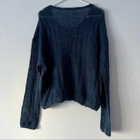 NWT Free People Angel Soft Alpaca Wool Pullover Blue Medium - Picture 5 of 11
